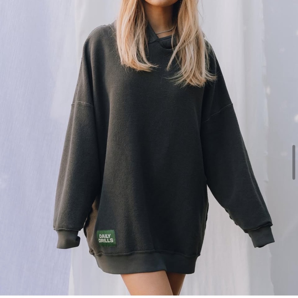 Daily Drills Hoodie Dress In Vintage Black